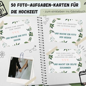 50 foto-uitdagingskaarten voor de bruiloft - PDF - om in het gastenboek te plakken #Bruiloftsspel #Foto-uitdaging #Bloemen #Gastenboek #Pdf-bestand