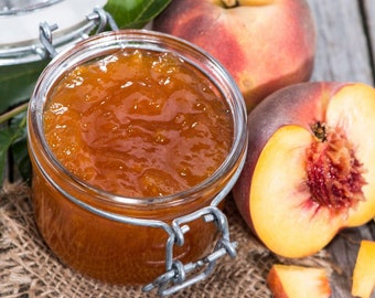 Organic Peach Jam, Homemade Jam, Fruit Jam, Healthy Dessert, Vegan Snacks