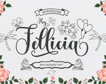 Hey Fellicia Font, Handwritten Font, Wedding Font, Modern Font, Display Font, Cricut Font, Farmhouse Fonts, Rustic Fonts, Country Font