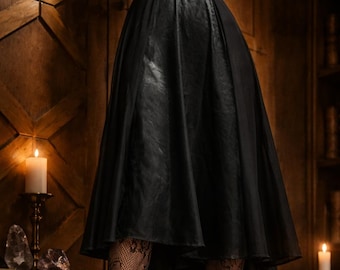 Witch skirt, silk and mesh black skirt for women, goth clothing, dark academia fashion