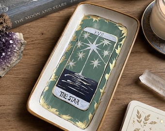 Tarot tablett, The Star Arcana handbemalte Keramikschale für kleine Dinge Lagerung