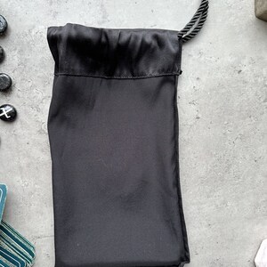 Black Silk Tarot Bag: Golden Stars, Drawstring Tarot Deck Pouch image 6