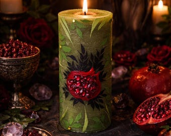 Persephone Altarkerze, Gottheit opfern Ritual, Granatapfel Kerze, Hexerei Dekor, heidnische Göttin