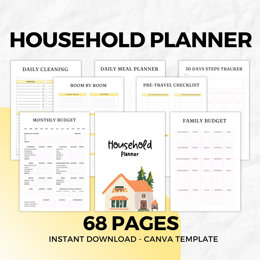 Printable Household Planner, Home Management Binder Minimalist ...