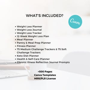 Weightloss bundle planner canva template PLR, Diet planners, Weight Loss Planner Bundle, fitness meal planner, keto planner, Fitness Tracker image 2