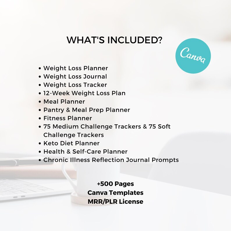Weightloss bundle planner canva template PLR, Diet planners, Weight Loss Planner Bundle, fitness meal planner, keto planner, Fitness Tracker image 2