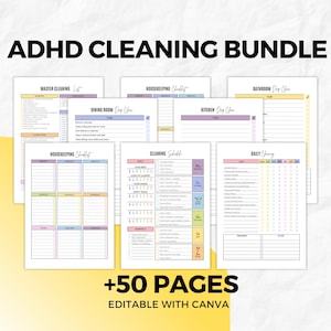 ADHD-schoonmaakplanner | Bewerkbare schoonmaakchecklist en Fly Lady-schema | Diepe reiniging, zonereiniging, takenlijst, huisorganisator