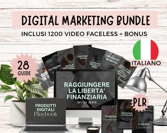 Italienisches Digitalmarketing-Paket, italienische PLR-Inhalte, Anleitungen für anonymes Digitalmarketing, Instagram-Wachstum, Reels-Anleitung