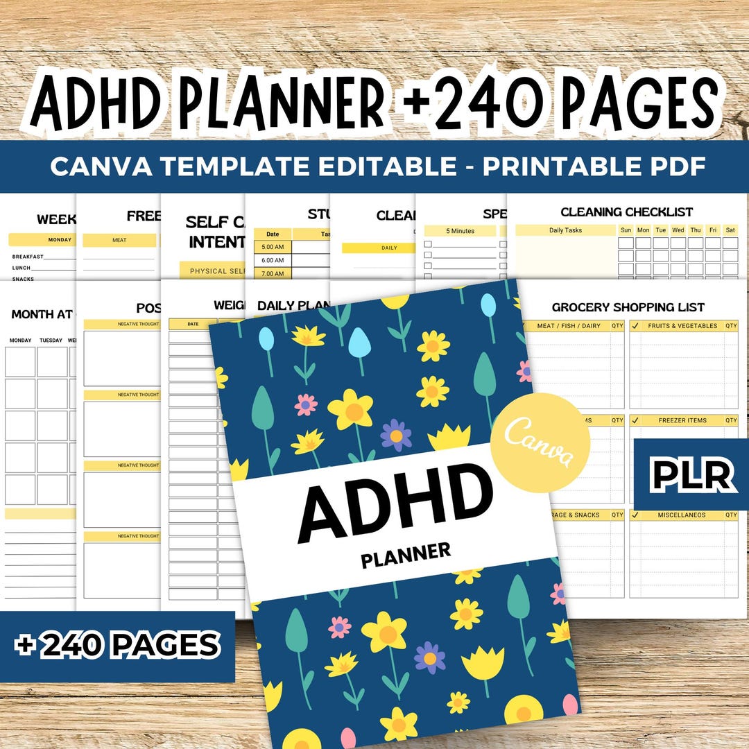 ADHD Planner Bundle 240+ Pages Printable ADHD Planner for Adults ...