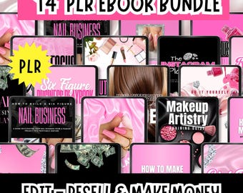 14 PLR Ebook Boss babe bundel Digitale beautyproducten bundel Bewerkbare Canva-sjabloon, plr mrr digitale producten Beauty business ebook DFY