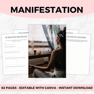 Manifestation Journal e Vision Board Planner | Printable Law of Attraction Workbook for Yearly Intentions e Goals Mindfulness