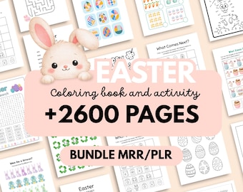 2600+ Easter Coloring Pages Bundle for Kids Adults, Easter Activity Book Pack, Printable Coloring Pages, Coloring book PLR MRR