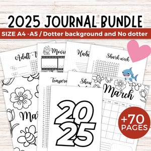 2025 Annuali Journal Bundle - Printable Bullet Journal Pages - Digital Planner Kit - A4 A5 Sizes - 70 Pages Pack - Dotted & Blank Versions