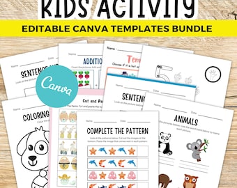 3200+ Kids Activity Bundle Canva Template Editable PLR Worksheets, Learning Activities, Crafts, Games, Coloring Pages, mrr digital products