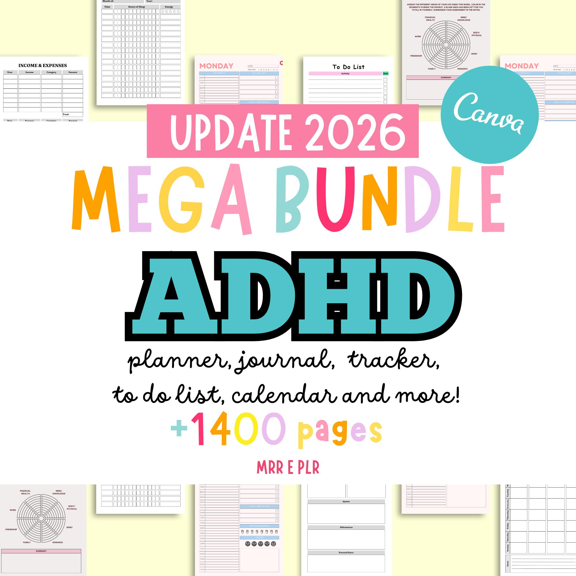 ADHD Planner Bundle Editable Canva Template ADHD Planners Adult , Kids ...