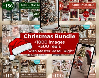 Christmas bundle Instagram reels, stock photo with master resell right DFY digital product MRR/PLR