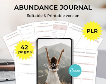 Abundance Journal manifest abundance canva template plr planner, financial freedom, money mindset, manifestation, vision board MRR/PLR