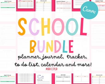 Schülerplaner, Schulplaner-Paket (Canva-Vorlage), Schulanfang, Lehrerplaner, Heimunterrichtsplaner, Studienplaner, PLR MRR