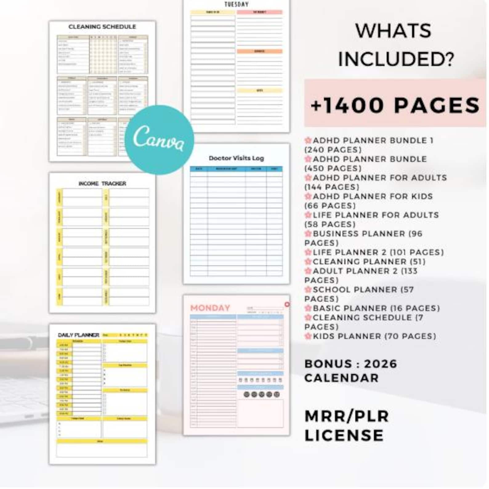 ADHD Planner Bundle Editable Canva Template ADHD Planners Adult , Kids ...
