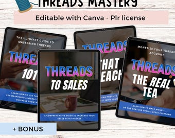 Threads mastery, Threads Guides, 4 Threads Marketing Guides with MRR and PLR Rights, Passive income, Grow and Monetize with Threads
