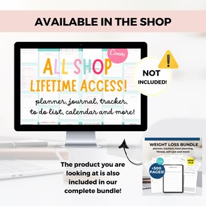 Weightloss bundle planner canva template PLR, Diet planners, Weight Loss Planner Bundle, fitness meal planner, keto planner, Fitness Tracker image 4