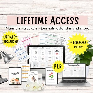 Mega Canva Planner Templates Bundle , lifetime access, Editable e Printable Planners, Journals, Trackers,  PLR MRR for Passive Income