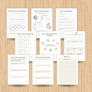 Calm Your Mind Journal MMR PLR editable canva template, Mindfulness & Anxiety Journal, Mental Health Planner, Self-Care Workbook image 3