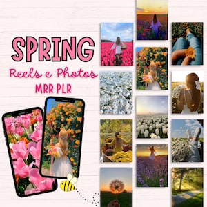 Nature Reels e Photos Bundle for Instagram e TikTok, Faceless Spring Vibes, Floral Content MRR/PLR Rights, Editable Canva Templates