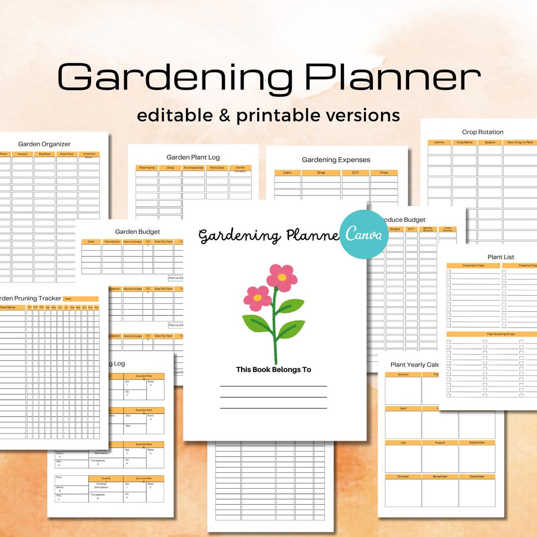 Gardening Planner Printable, Garden Planner Editable Canva Template ...