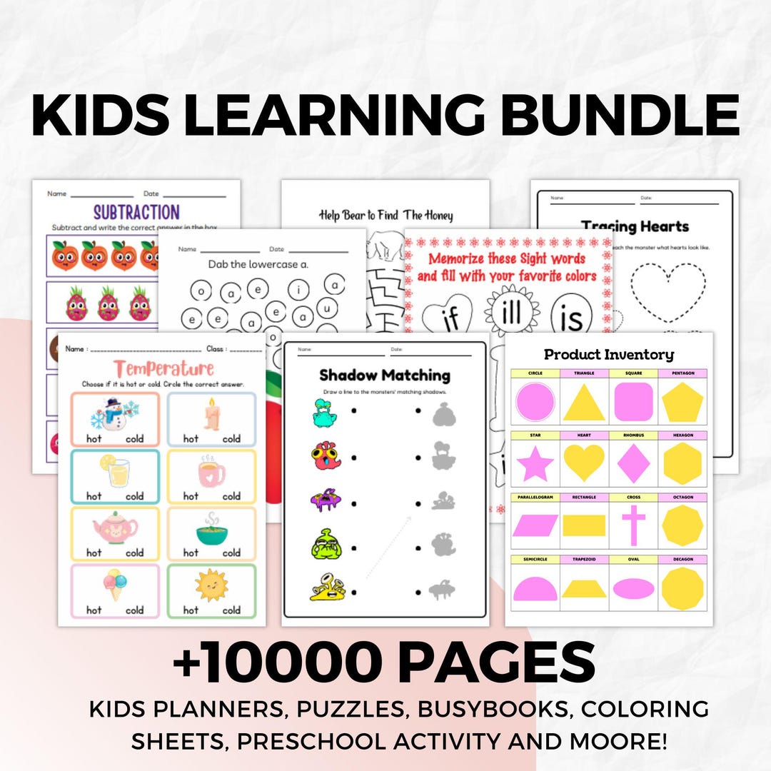 Educational Activity Bundle for Kids, Preschool Classroom Activity ...