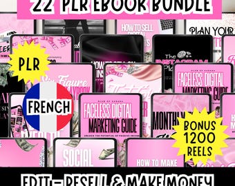 FRENCH 22 PLR Ebook Boss babe bundle, Girl boss ebook, Editable eBooks Canva template, Printable Templates, plr mrr digital products