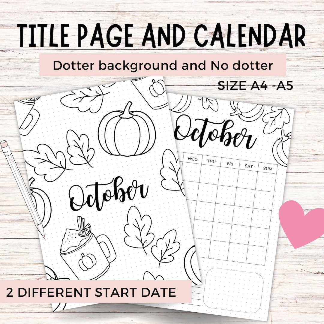 October Title Page - October Calendar - PRINTABLE Calendar - October ...