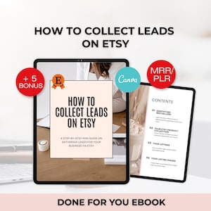 Etsy Lead Generation Guide PLR MRR, Etsy Marketing Ebook Canva Template, How to Collect Leads on Etsy,Digital Product to Resell done for you