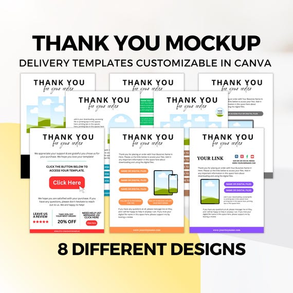 Delivery Etsy template, Thank You Etsy Seller Mockup, Digital product delivery template, Etsy Customer Instructions Canva template MRR