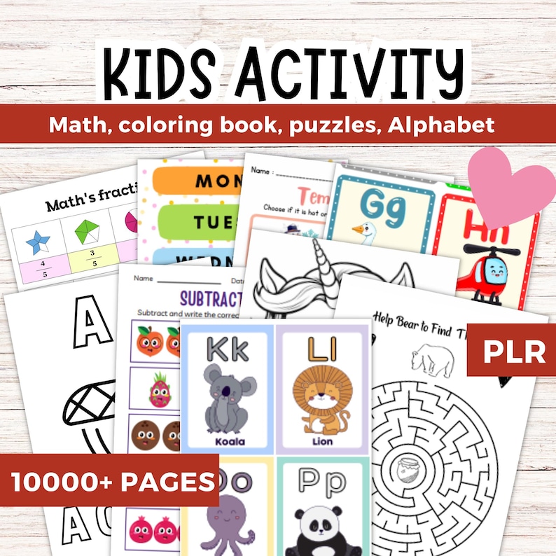 10000+ Kids Activity Bundle , Math, Coloring Book, Puzzles, Alphabet ...