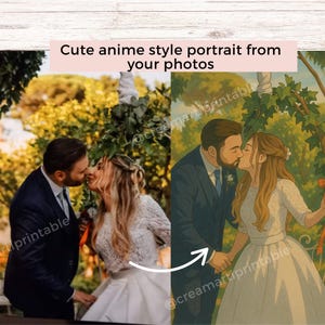 Custom Cute Anime Style Portrait from Your Photo - Personalized Digital Illustration - Couple or Family Cartoon Art - Animated Style Drawing
