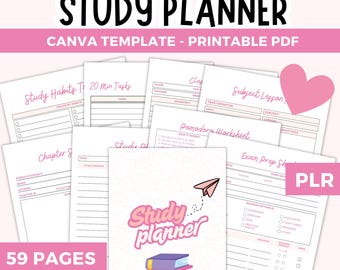 Lernplaner-Vorlage (Canva), Lernplaner-Paket, druckbarer Studentenplaner, Lerntracker, Lerngewohnheiten-Tracker, Schulplaner, PLR