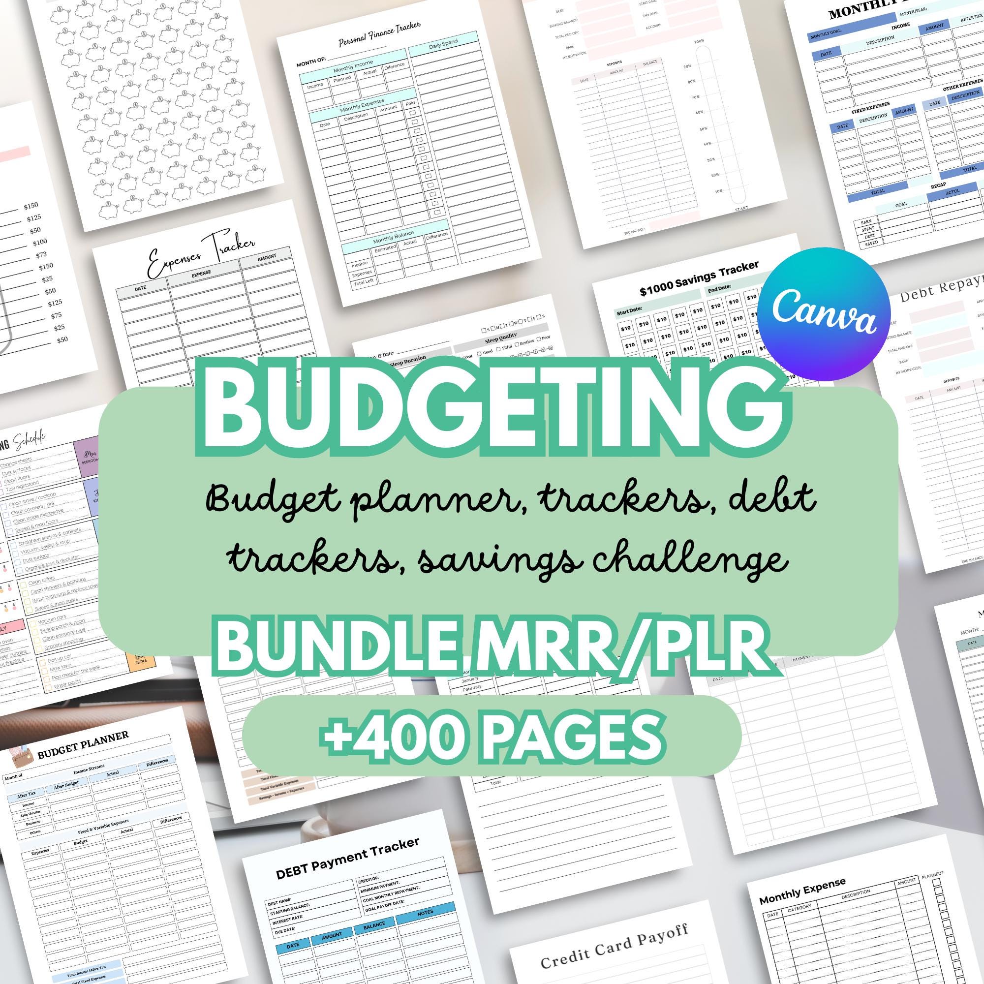 Budgeting Personal Finance Planner Bundle Budget Planner Canva ...