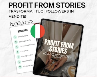 Profit from Stories – Der ultimative Leitfaden, um Follower in Kunden zu verwandeln | PLR MRR | Weiterverkaufsrechte, Italienisches PLR