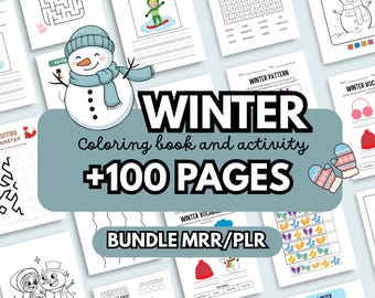 Kids Winter Activity Bundle 100 Printable worksheets Canva Editable Templates, Coloring Pages, Do a dot, Holiday Busy Book | PLR MRR