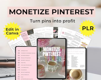 Monetize Pinterest Guide + 100 aesthetics pinterest Templates | ebook resell rights, PLR, Turn Pins into Profit, pinterest digital marketing