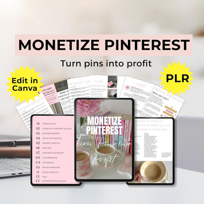 Gids voor het geld verdienen met Pinterest + 100 esthetische Pinterest-sjablonen | e-book-verkooprechten, PLR, Pins omzetten in winst, digitale marketing van Pinterest afbeelding 1