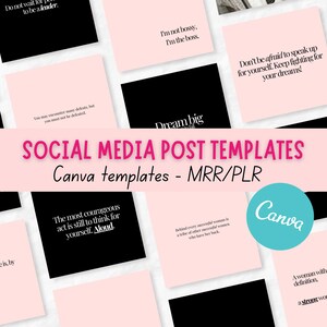 Social media post template editable Canva template Social Media marketing, 100 Instagram Quote Post MRR PLR, personal brand instagram