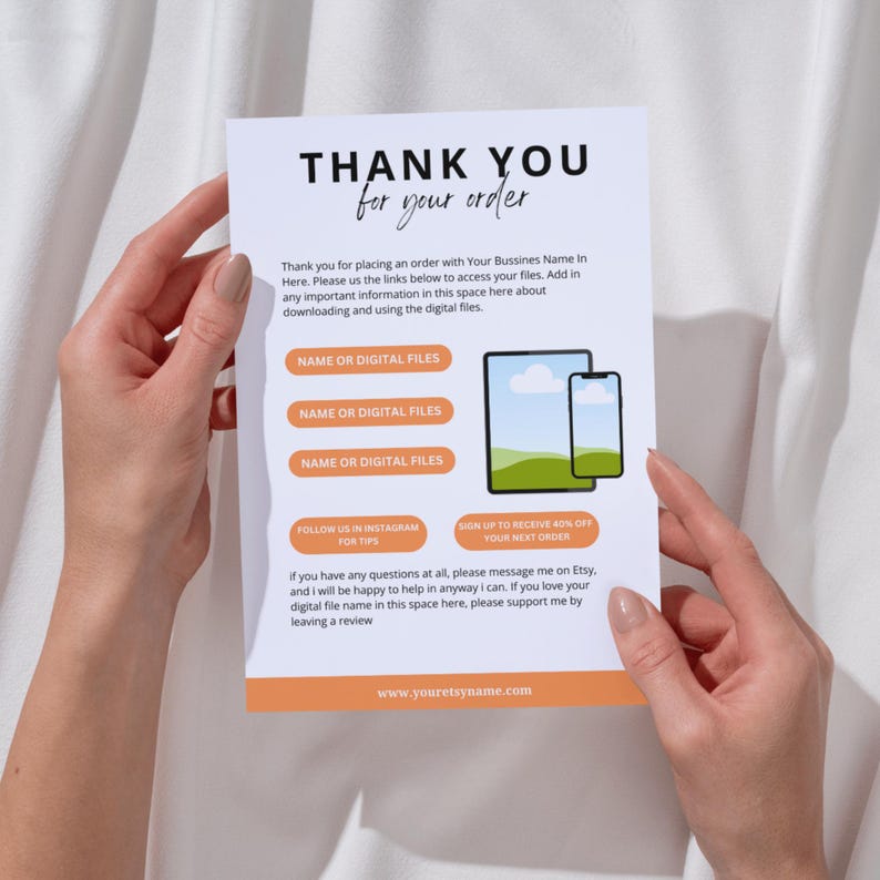 Delivery Etsy template, Thank You Etsy Seller Mockup, Digital product delivery template, Etsy Customer Instructions Canva template MRR immagine 2