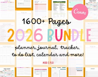 2026 PLR-Planer-Canva-Vorlagenpaket, 1600+ Seiten, DFY-Planer, digitales Produkt-Master-Weiterverkaufsrecht, Rebranding und Weiterverkauf