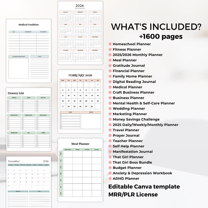 2026 PLR Planner Canva Template Bundle 1600+ Pages, DFY Planners ...