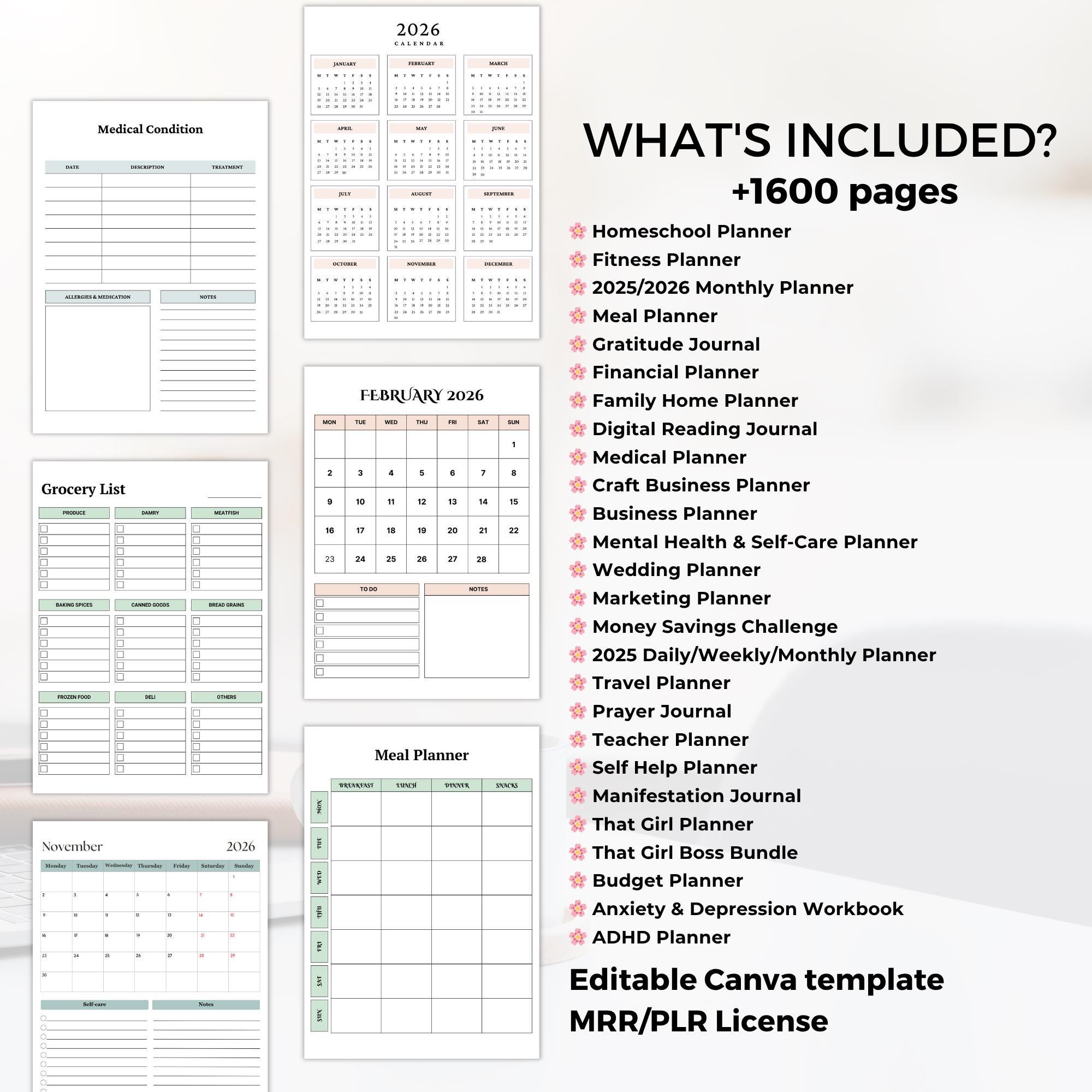 2026 PLR Planner Canva Template Bundle 1600+ Pages, DFY Planners ...