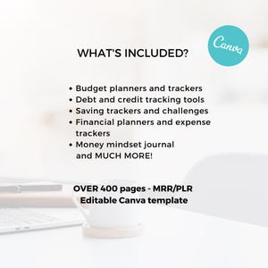 Pakiet Planera Finansów Osobistych Budżetowych Szablony Planera Budżetowego Canva, Wyzwanie Oszczędzania, Śledzenie Zadłużenia, Dziennik Pieniężny MRR/PLR zdjęcie 4