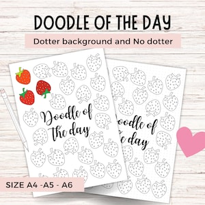 Strawberry Doodle of the Day | Printable Journal Page | Daily Drawing Challenge | Bullet Journal | A4 A5 A6 | Dot & No-Dot Background