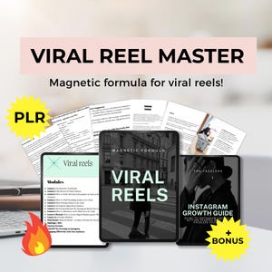 Guide des bobines virales Instagram, e-book marketing numérique MRR, création de bobines sans visage à fort engagement, réussite de la croissance sur les réseaux sociaux, licence PLR